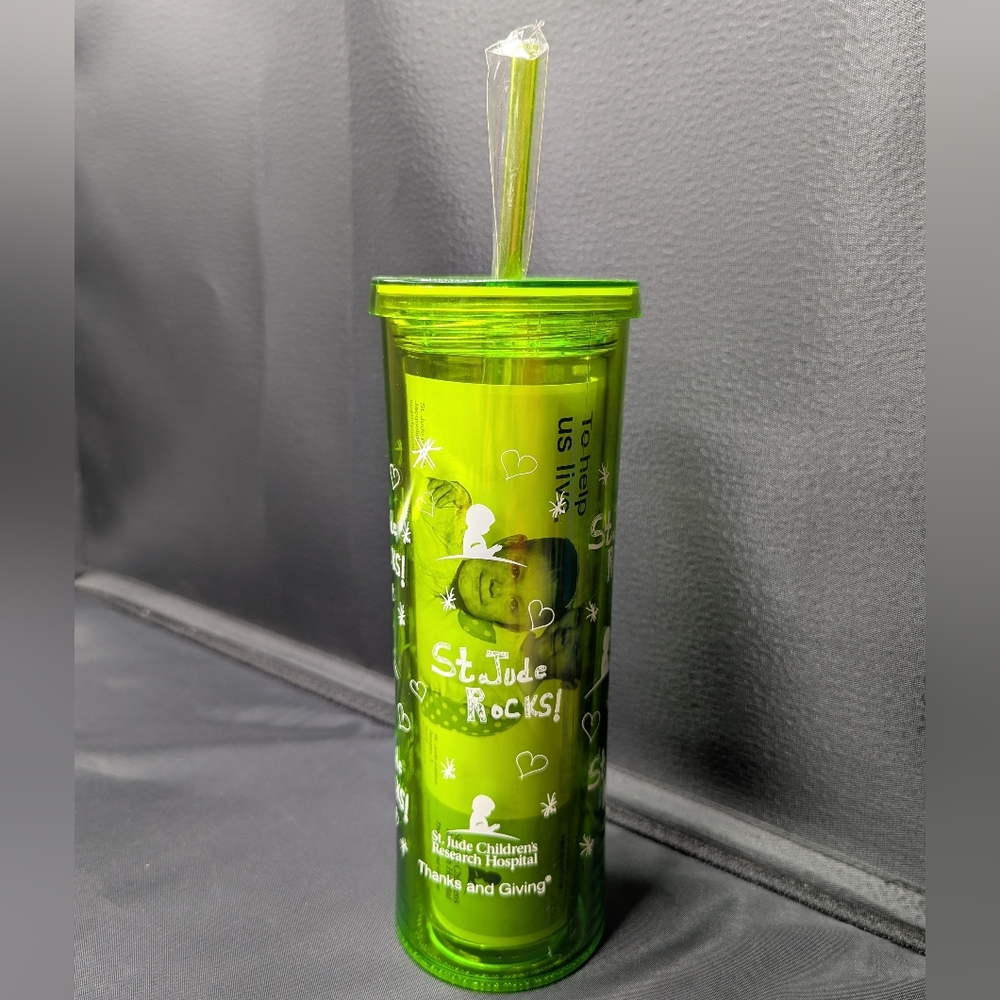 St. Jude Children's Hospital Plastic Tumbler With Straw.  NWOT